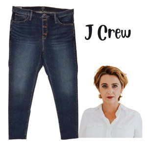 J CREW RE-IMAGINED Blue Denim Button Fly 10" High-Rise Skinny Jeans Women's 35